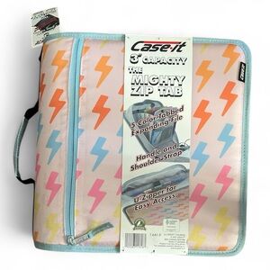 Case-it Mighty Zip Tab Binder Expanding file with Lightning Print